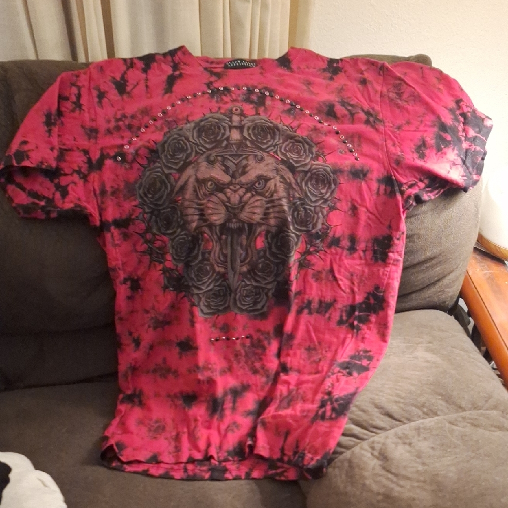 Affliction Red and Black Graphic Tee